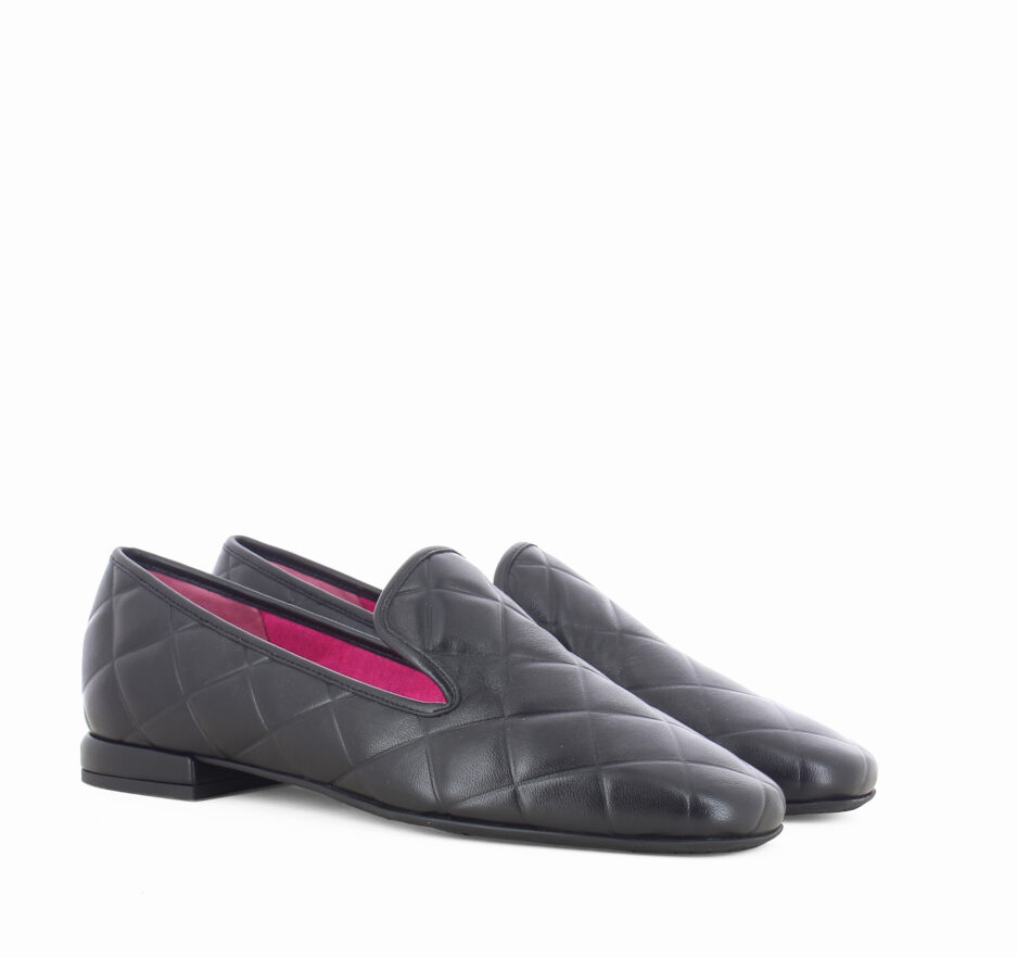 Le Babe SLIP ON IN NAPPA NERA Nuovo