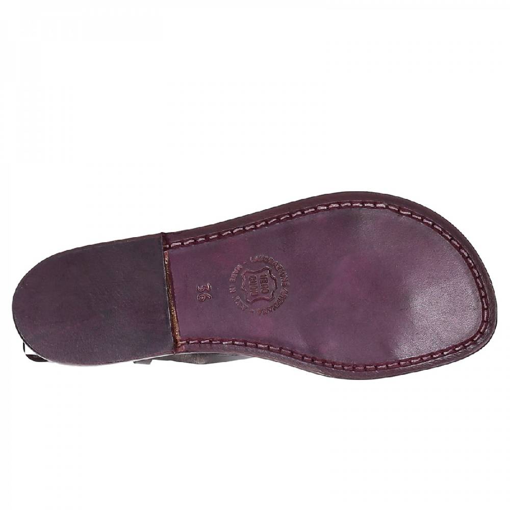 Lartigiano Del Cuoio Sandali cuoio artigianali donna in pelle color prugna Moda