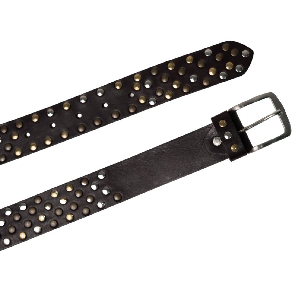 Lartigiano Del Cuoio Cintura borchiata in pelle marrone scuro di 3,5 cm unisex Online