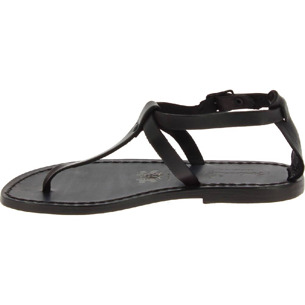 Lartigiano Del Cuoio Sandalo infradito da donna in pelle nero artigianali Shopping Online