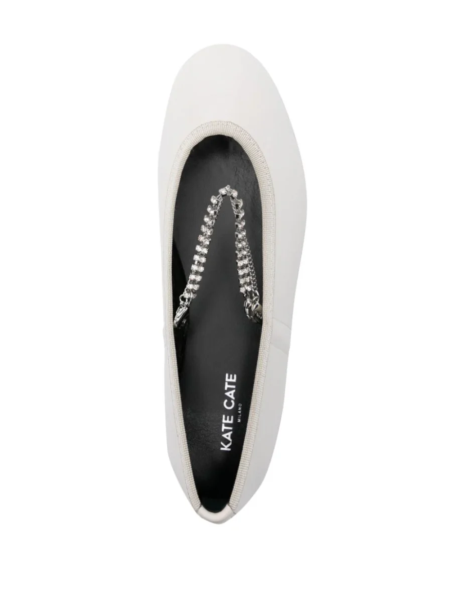 Kate Cate JULIETTE CHAIN IN OFF WHITE CALFSKIN LEATHER Offerte