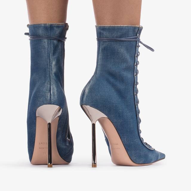 Le Silla Stivaletto con stringhe denim blu Offerta