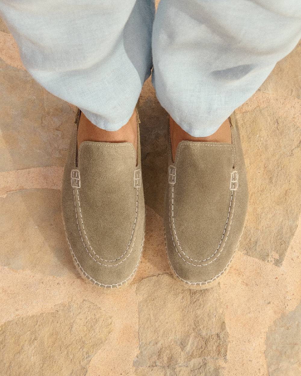 Manebí Mocassini Traveler Espadrillas in pelle scamosciata- Hamptons - Forest Sottocosto