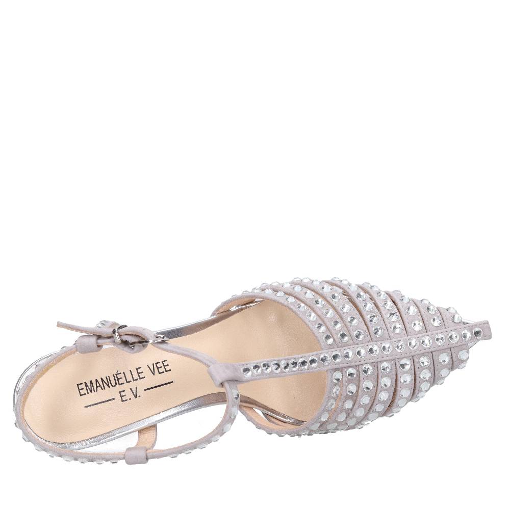 EMANUELLE VEE Décolleté Slingback in pelle e strass Shopping Online