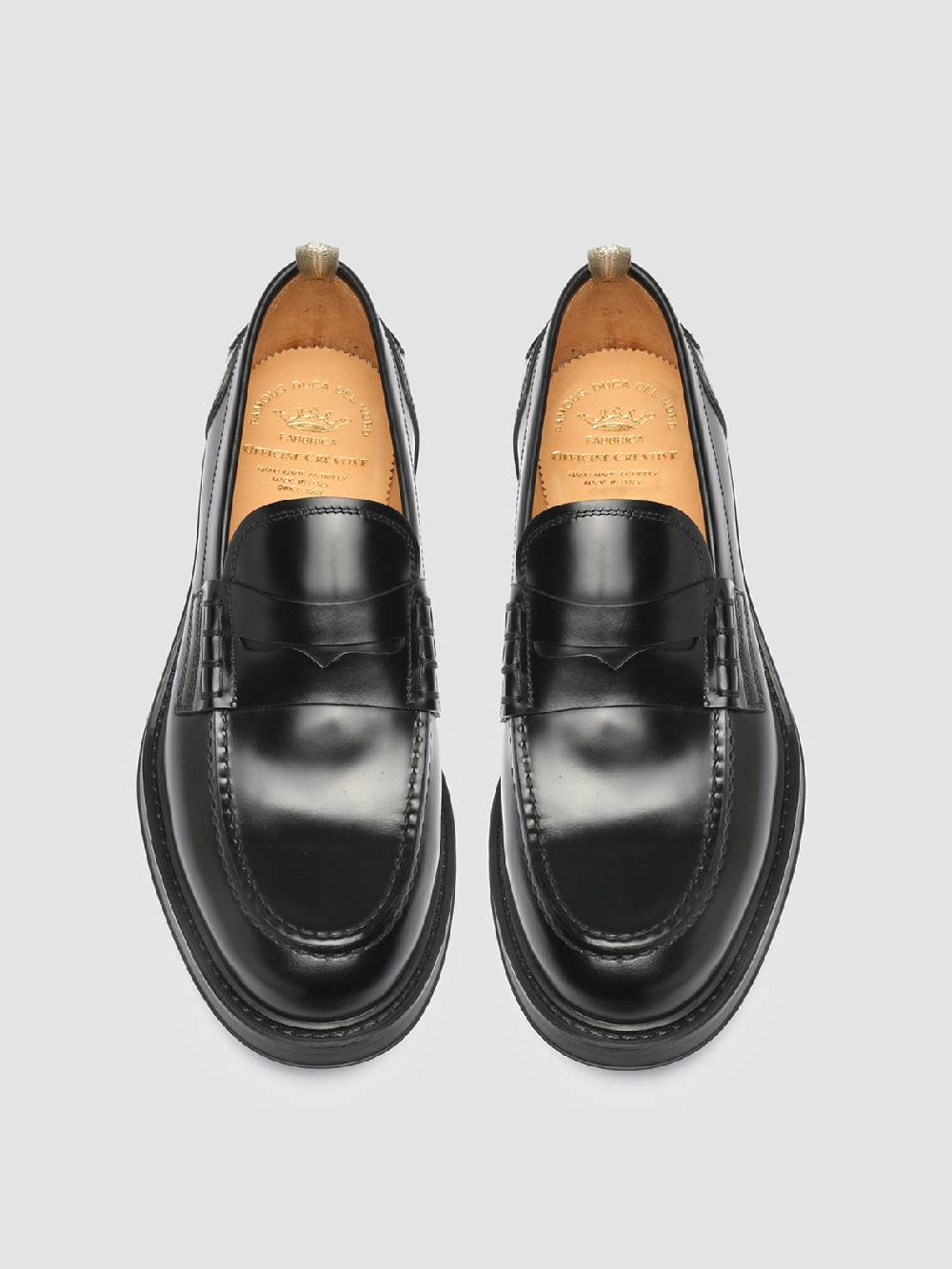 Officine Creative UNIFORM 001 Mocassini Penny in Pelle Nera Nuovo