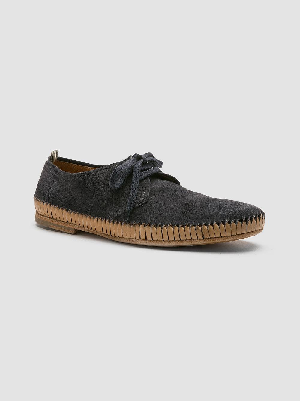 Officine Creative MAURICE 001 Blue Suede Derby Shoes Saldi Di Fabbrica