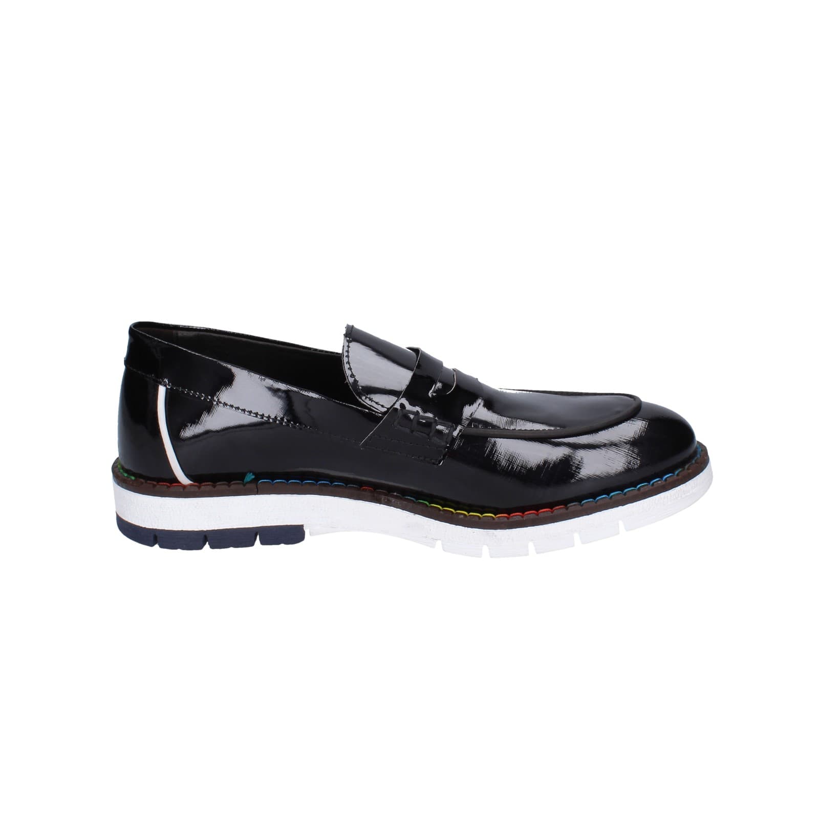 scarpe uomo EVEET mocassini nero vernice EZ230 Vendita