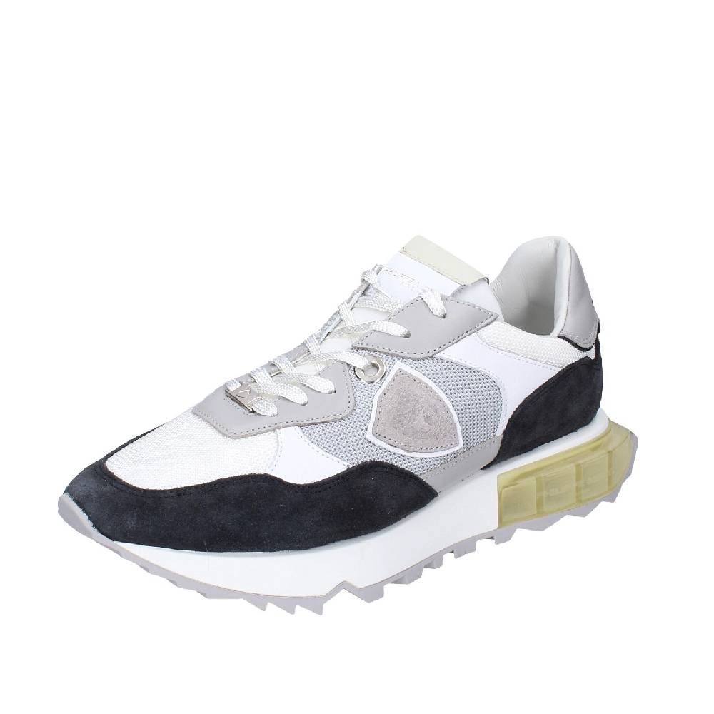 scarpe uomo PHILIPPE MODEL sneakers bianco tessuto grigio camoscio EX332