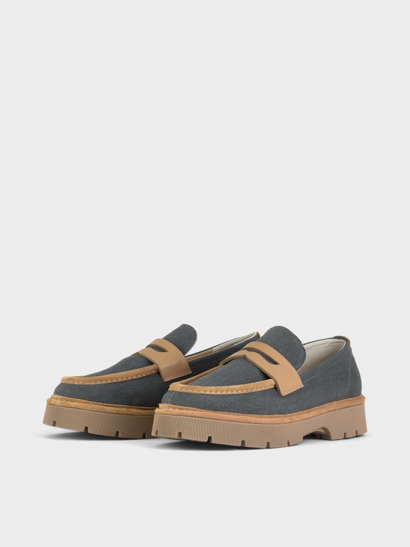Panchic SLIP ON P99 UOMO IN LINO E SUEDE ASFALTO Prezzo Ridotto