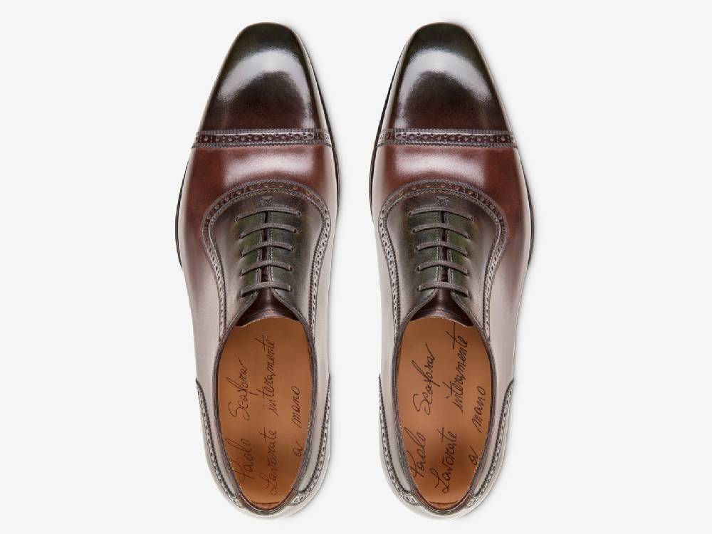 Paolo Sartori Art. 770 Oxford in Antiqued Montella Leather Consegna Veloce