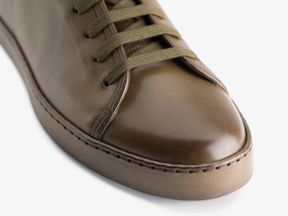 Paolo Sartori Art.Tenny1 Sneakers In Pelle Anticata Muschio Moda