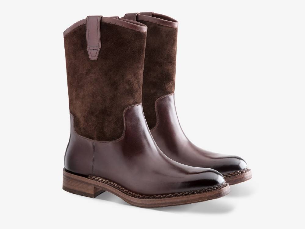 Paolo Sartori Art. 775 Boots in Suede and Antiqued Vietri Leather Saldi