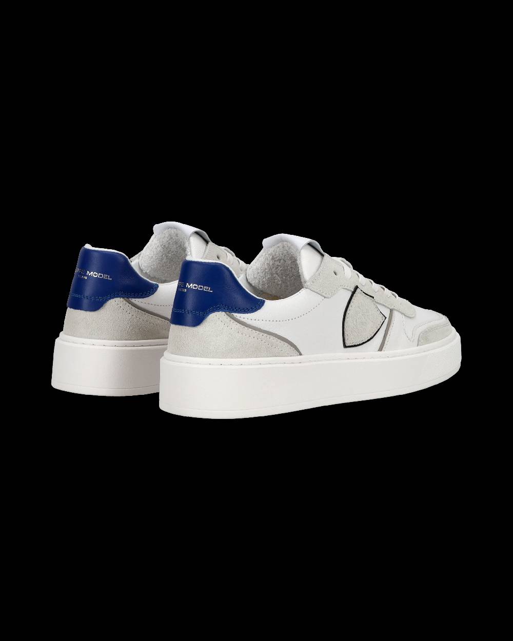 Philippe Model Junior Nice Low-Top Sneakers in Leather, White Blue Spedizione Gratuita