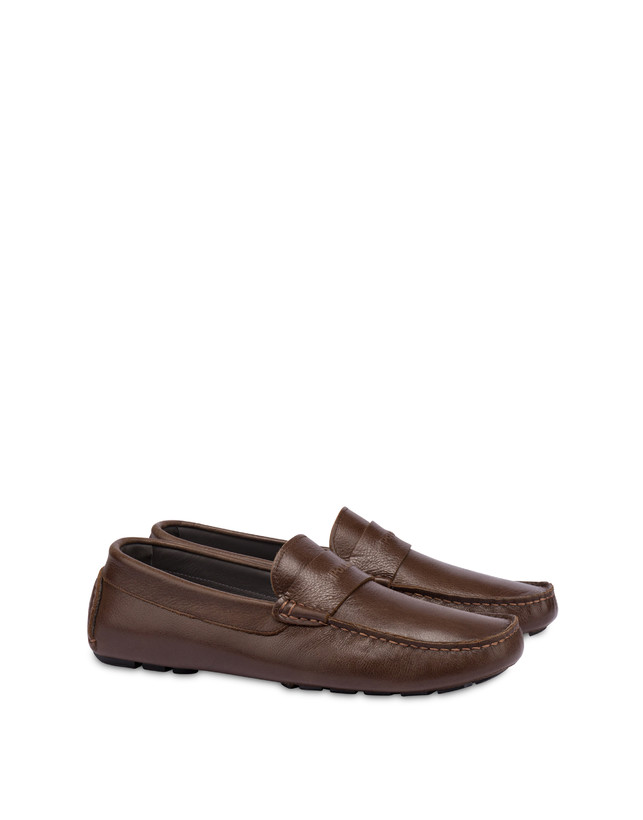 Pollini Mocassini Driver In Vitello Eazy Fango In Linea
