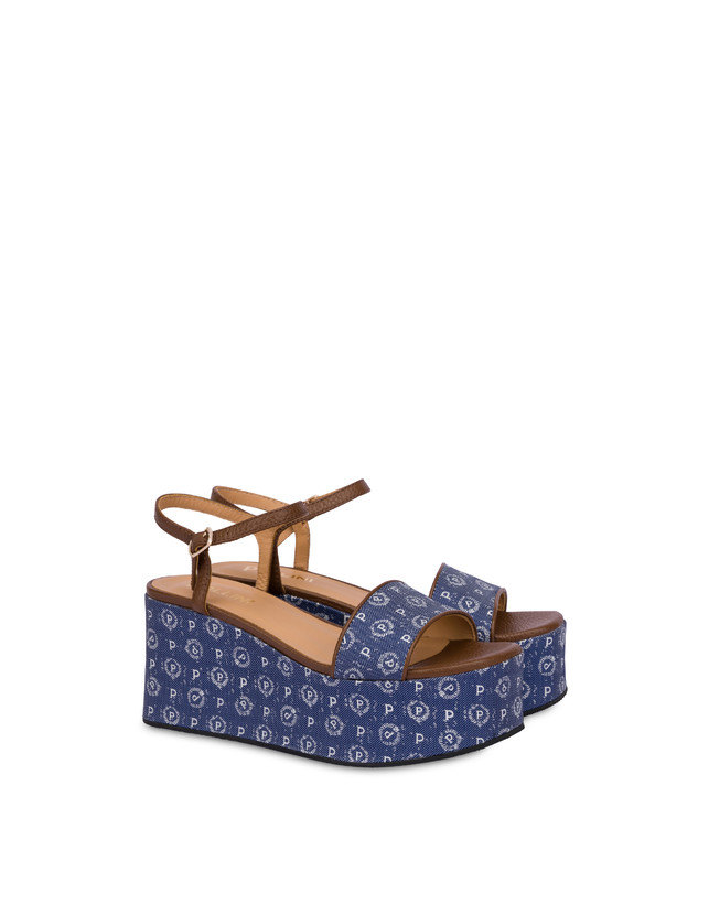 Pollini Zeppa Heritage Denim Jacquard Blu/marrone Italia