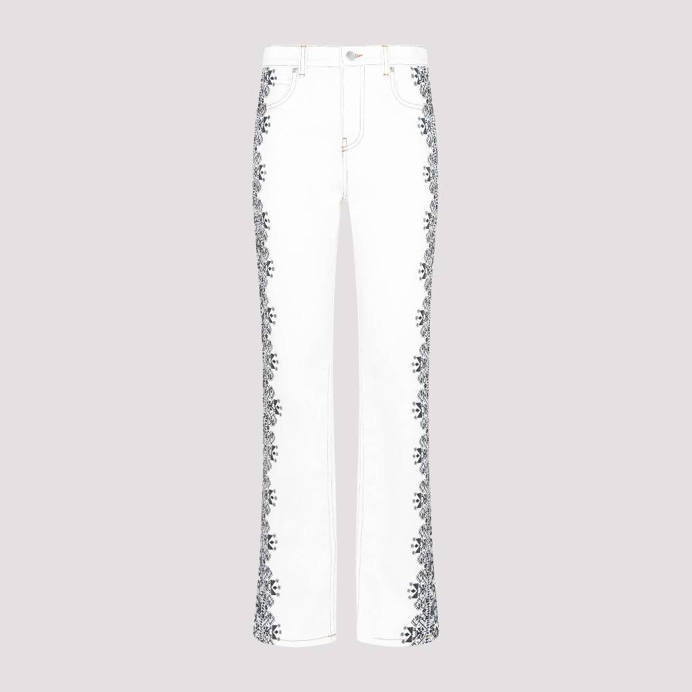 ETRO  Jeans di Cotone Bianco ETRO Esme con Stampa Laterale Hotsell