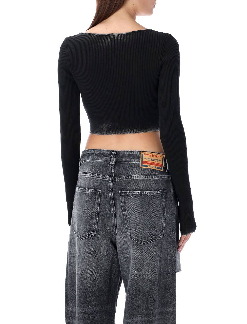DIESEL KIDS  Cardigan Corto Diesel M-Latina Nero a Costine con Scollo a V Saldi