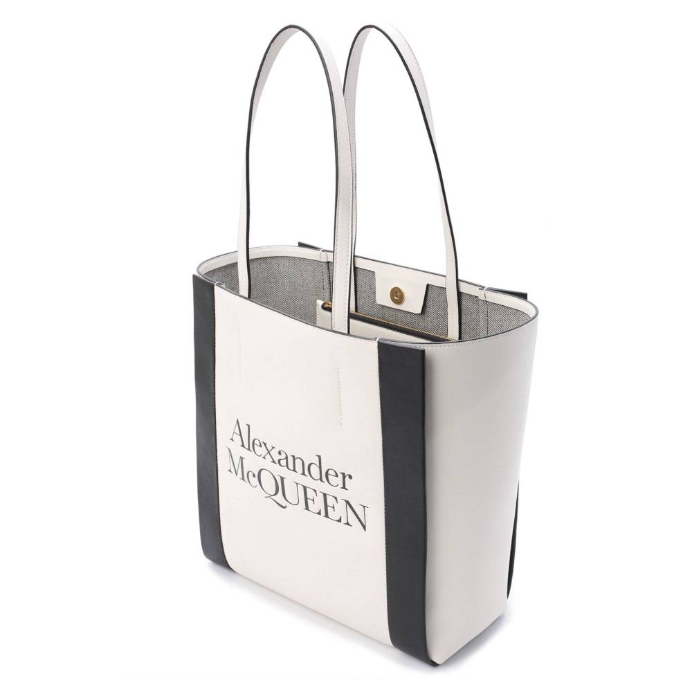 ALEXANDER MCQUEEN  Shopper Tote in Pelle di Vitello Bianca Alexander McQueen Sconto