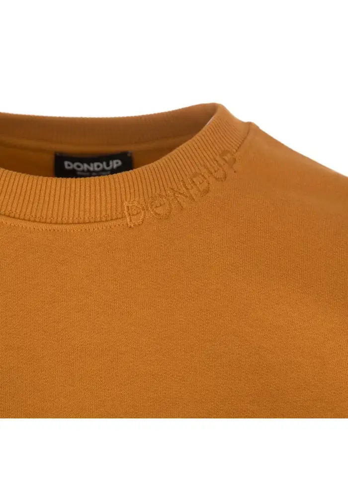 DONDUP | FELPA LOGO GIROCOLLO COTONE OCRA Vendita Calda