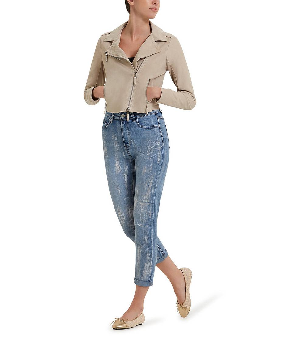 Loriblu Giacca stile biker in camoscio naturale Moda