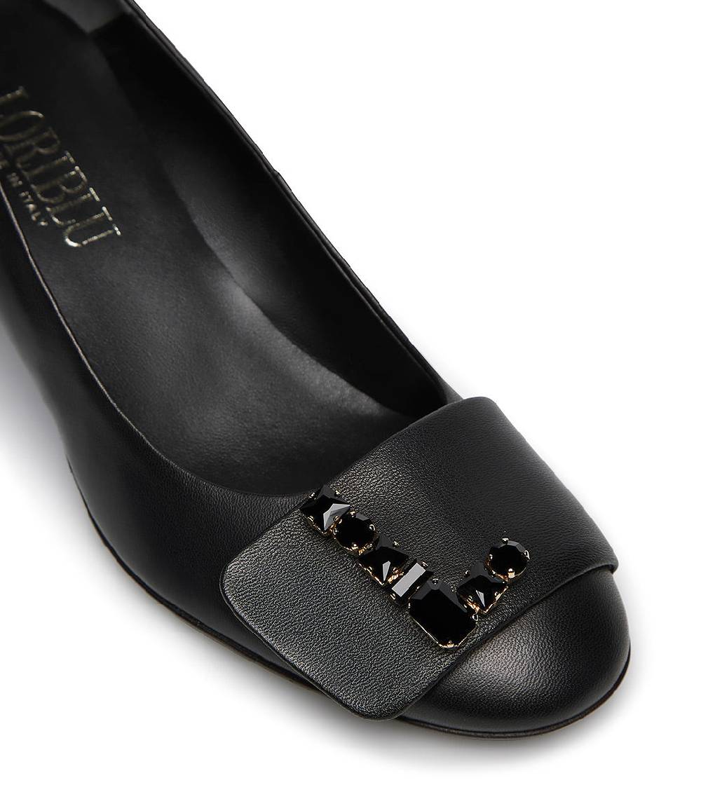 Loriblu Décolleté nappa nero con Logo Signature cristalli I Più Venduti