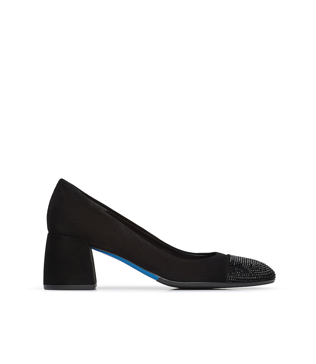 Loriblu Décolleté in camoscio nero con cristalli