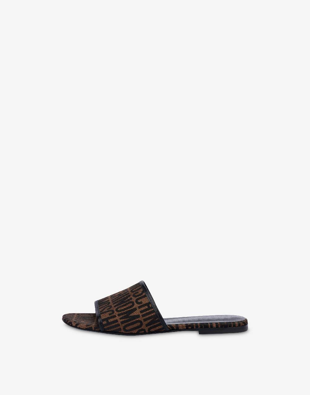 Love Moschino Sandali flat in nylon Allover Logo Nuova