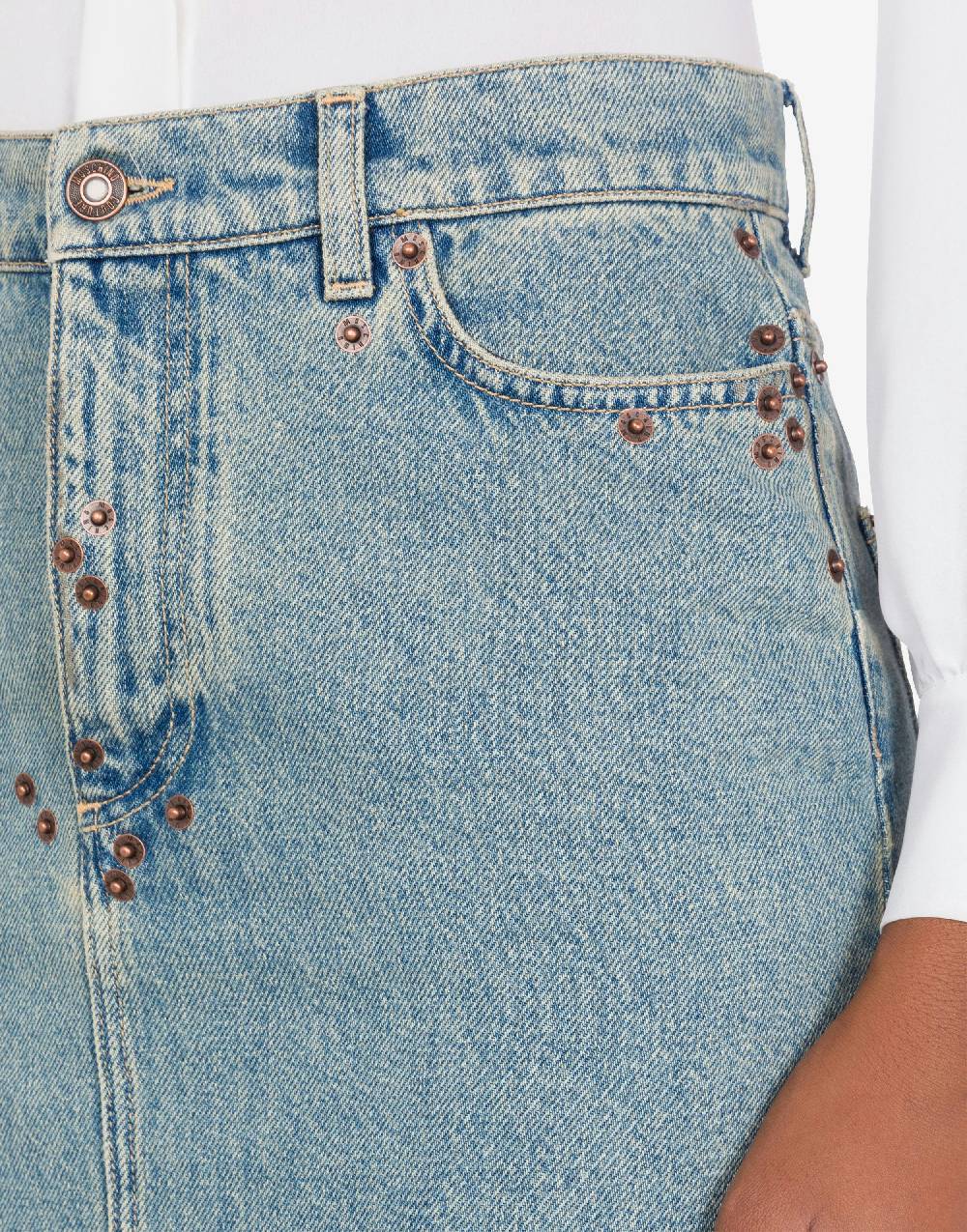 Love Moschino Gonna in denim blu di cotone Italia