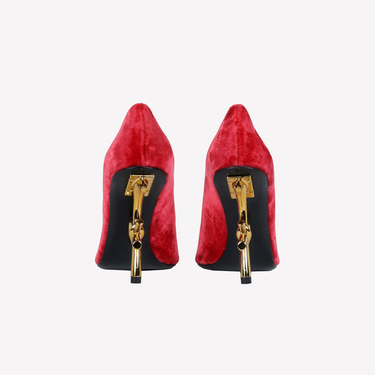 Roberto Festa DECOLLETE’ IN VELLUTO ROSSO CON TACCO SCULTURA LOGO DEAR Online