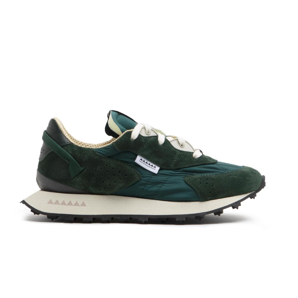 RUN OF Radon sneakers in pelle scamosciata verde e nylon verde Offerta