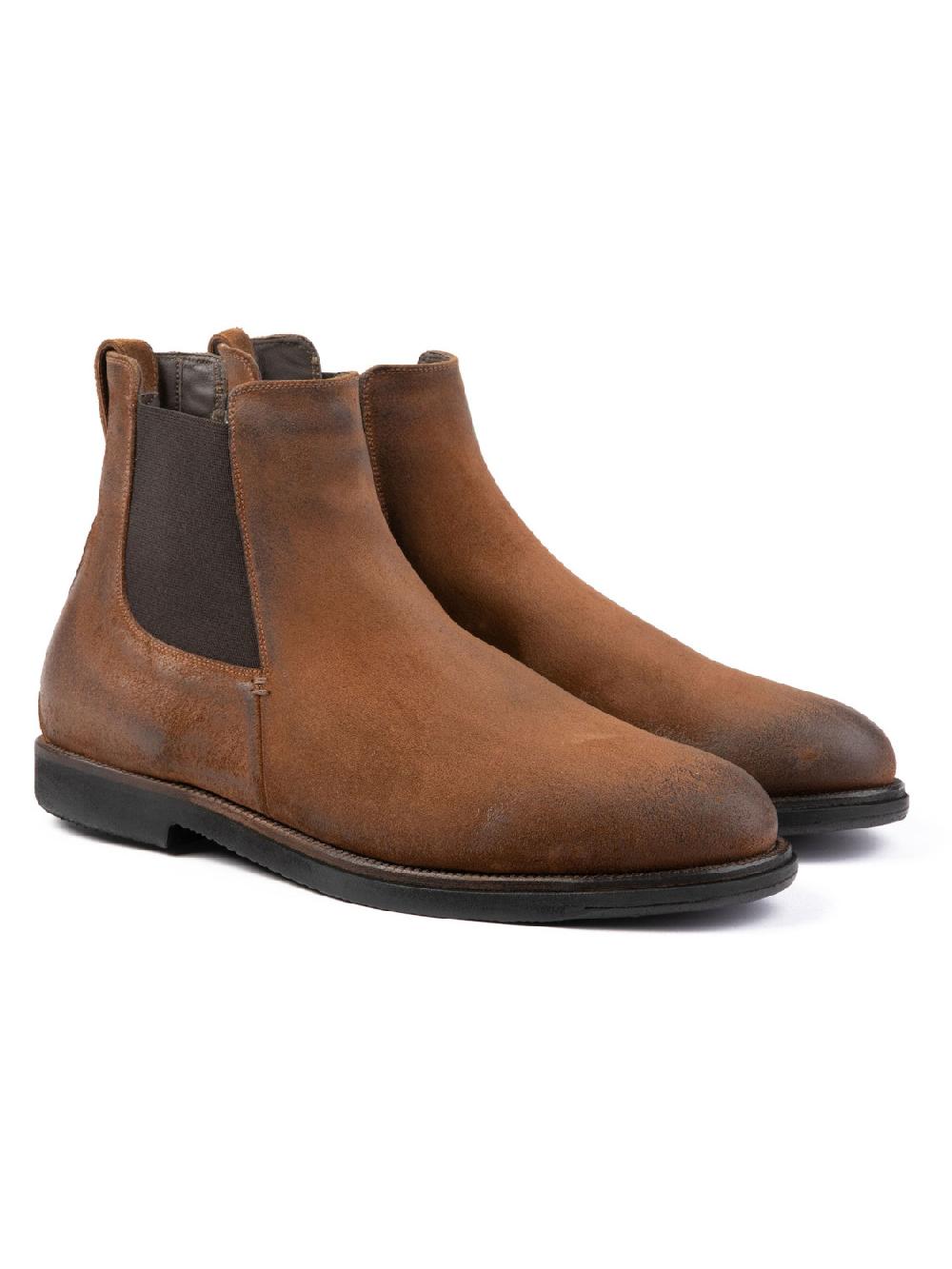 Silvano Sassetti Stivaletti in suede color brandy Vendita Economica