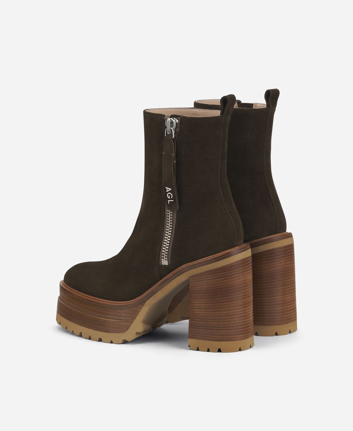 Agl Stivaletto con zip e plateau Brown Tora Consegna Veloce