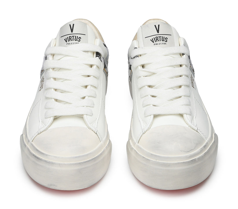 VIRTUS PALESTRE Rubby Low Leather/suede off white/sand-zebra Vendita Economica