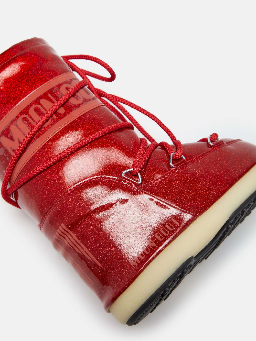 Moon Boot ICON JUNIOR GLITTER ROSSO Nuovo